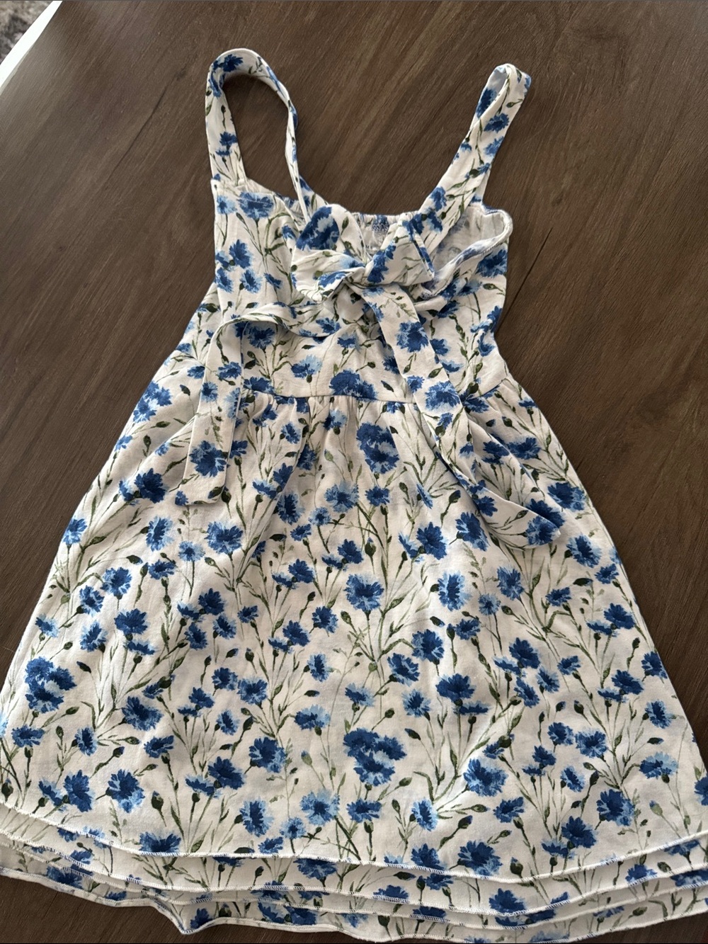 Blue Floral Tie-Front Girls' Casual Sundress